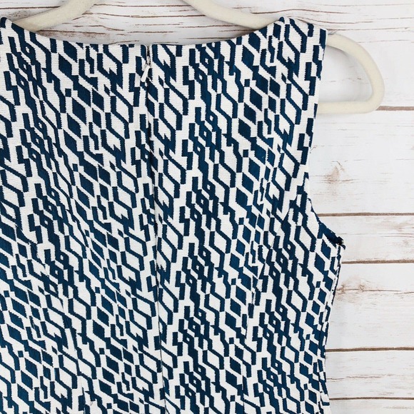 Anthropologie Moulinette Soeurs beaded neckline blue & white lined Dress Size 2 - Picture 8 of 11